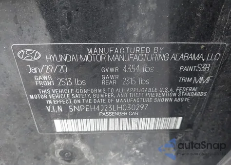 2020 Hyundai Sonata Limited from USA, damaged, VIN 5NPEH4J23LH030297